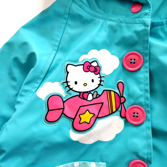 Western Chief Sanrio Hello Kitty in Flight Raincoat Turquoise & Pink | Girls 2T - Picture 2 of 11